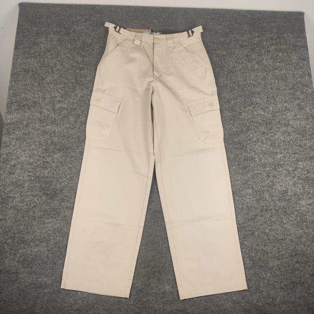 Utility Cargo Pants Mens 30x30 Beige Canvas Relaxed Adjustable Waist Workwear